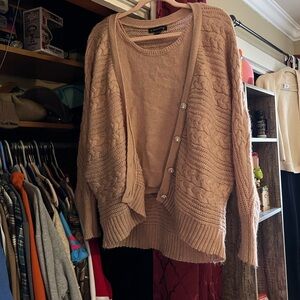 Elegant Blush Cardigan and Sweater Set